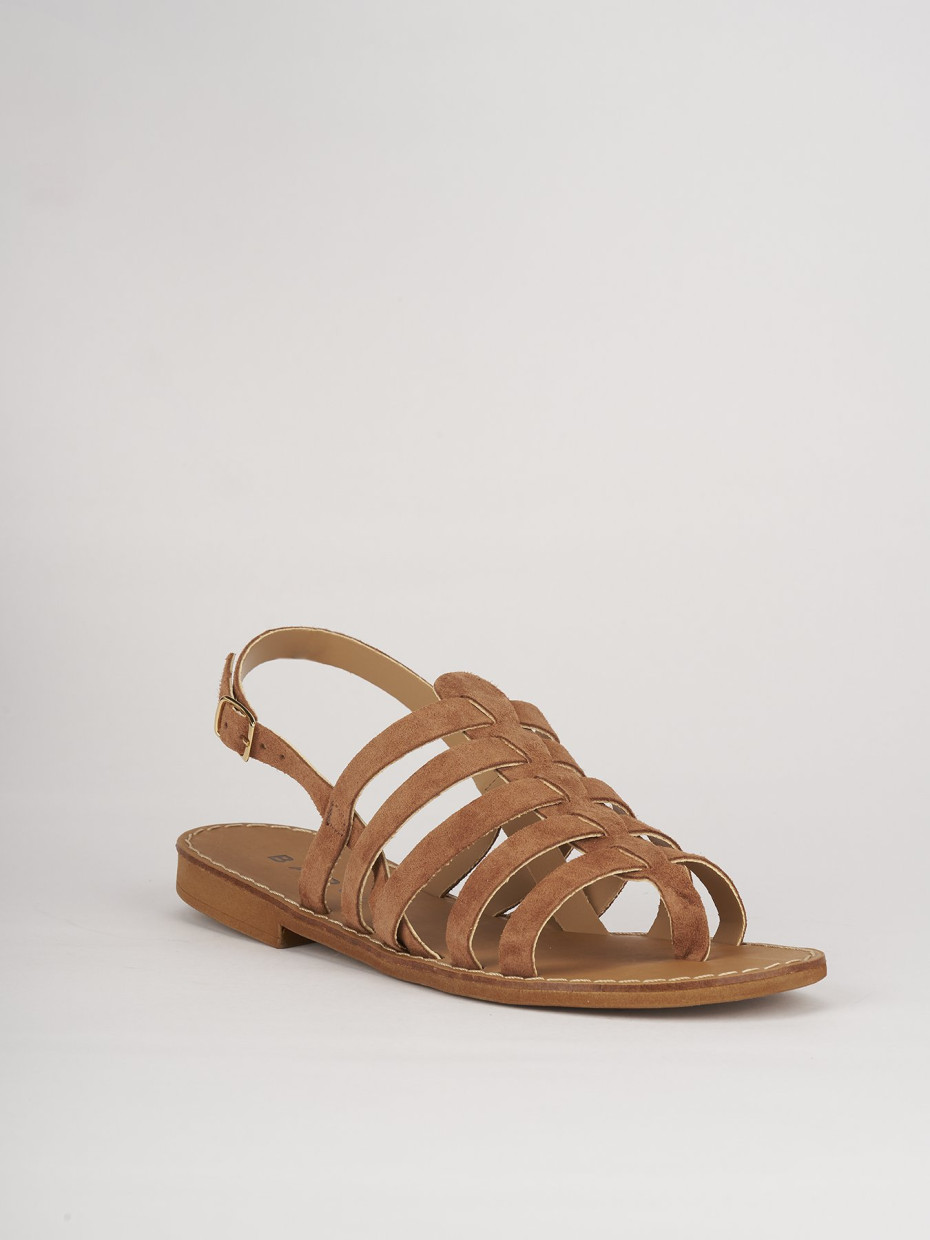 Low heel sandals heel 1 cm brown chamois