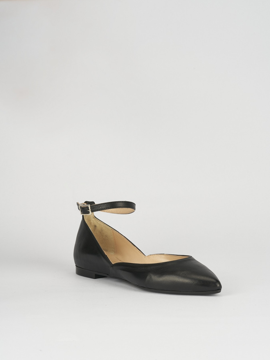 Flat shoes heel 1 cm black leather