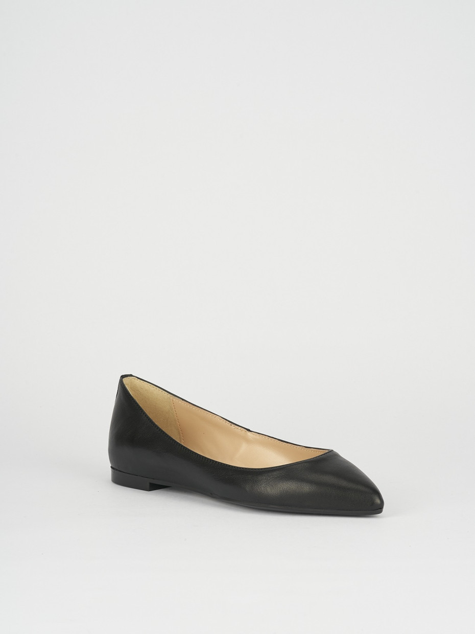 Flat shoes heel 1 cm black leather