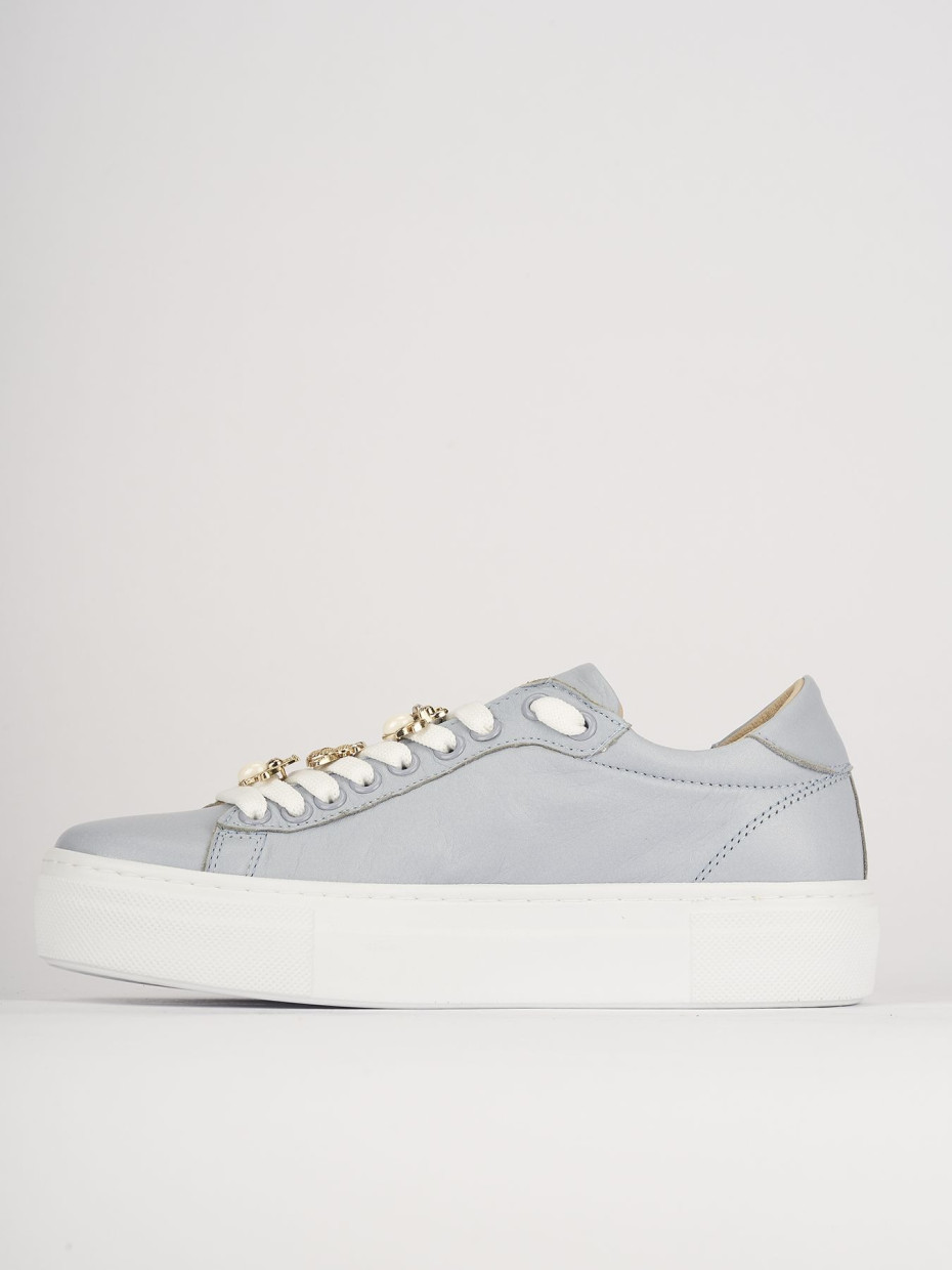 Sneakers pelle azzurro