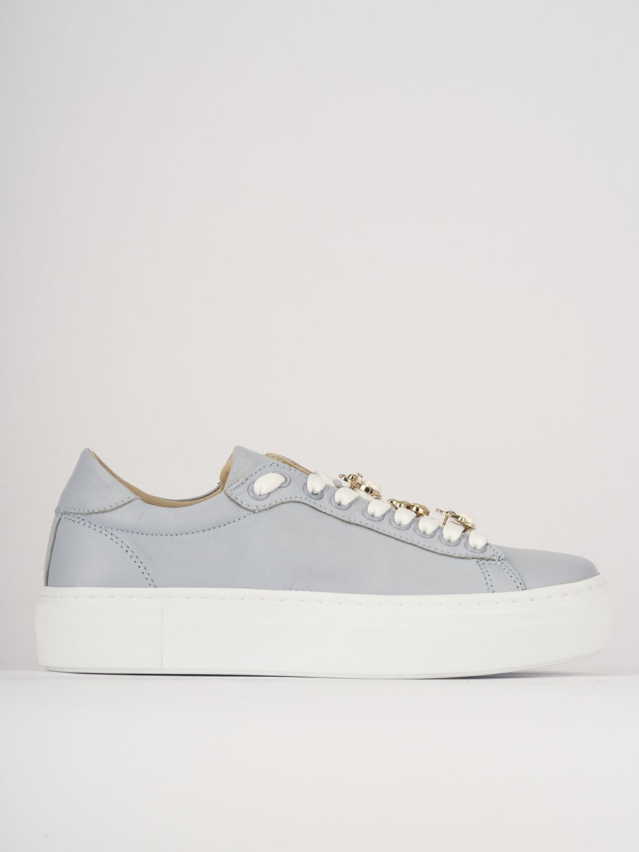 Sneakers pelle azzurro