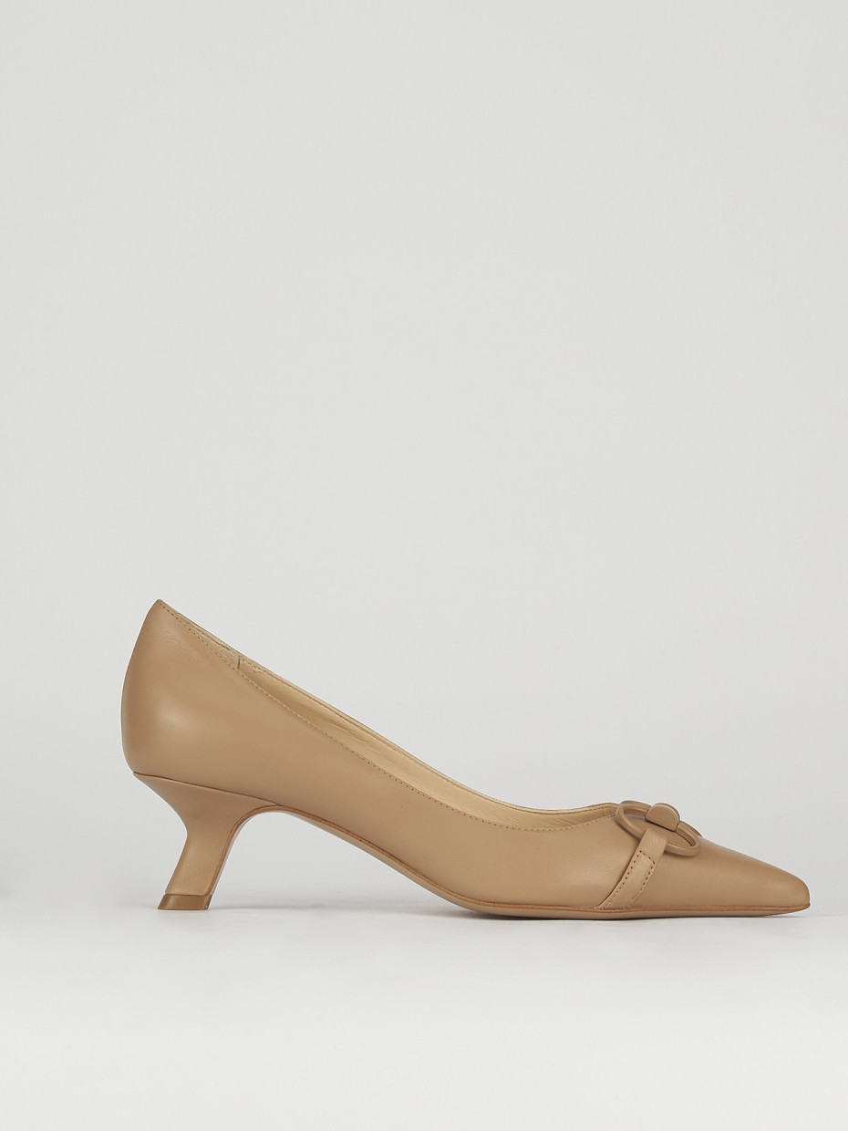 Pumps heel 5 cm beige leather