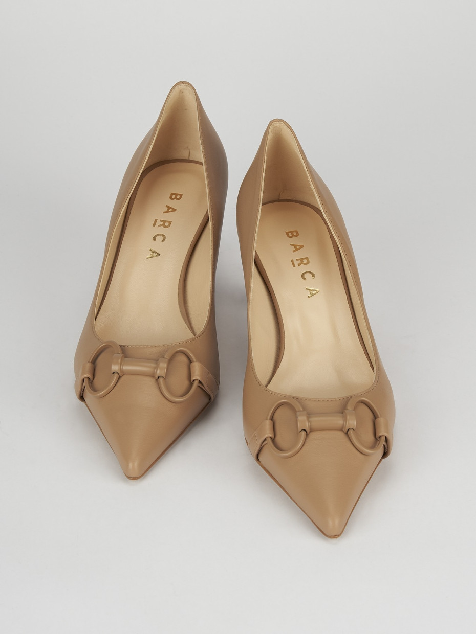 Pumps heel 5 cm beige leather