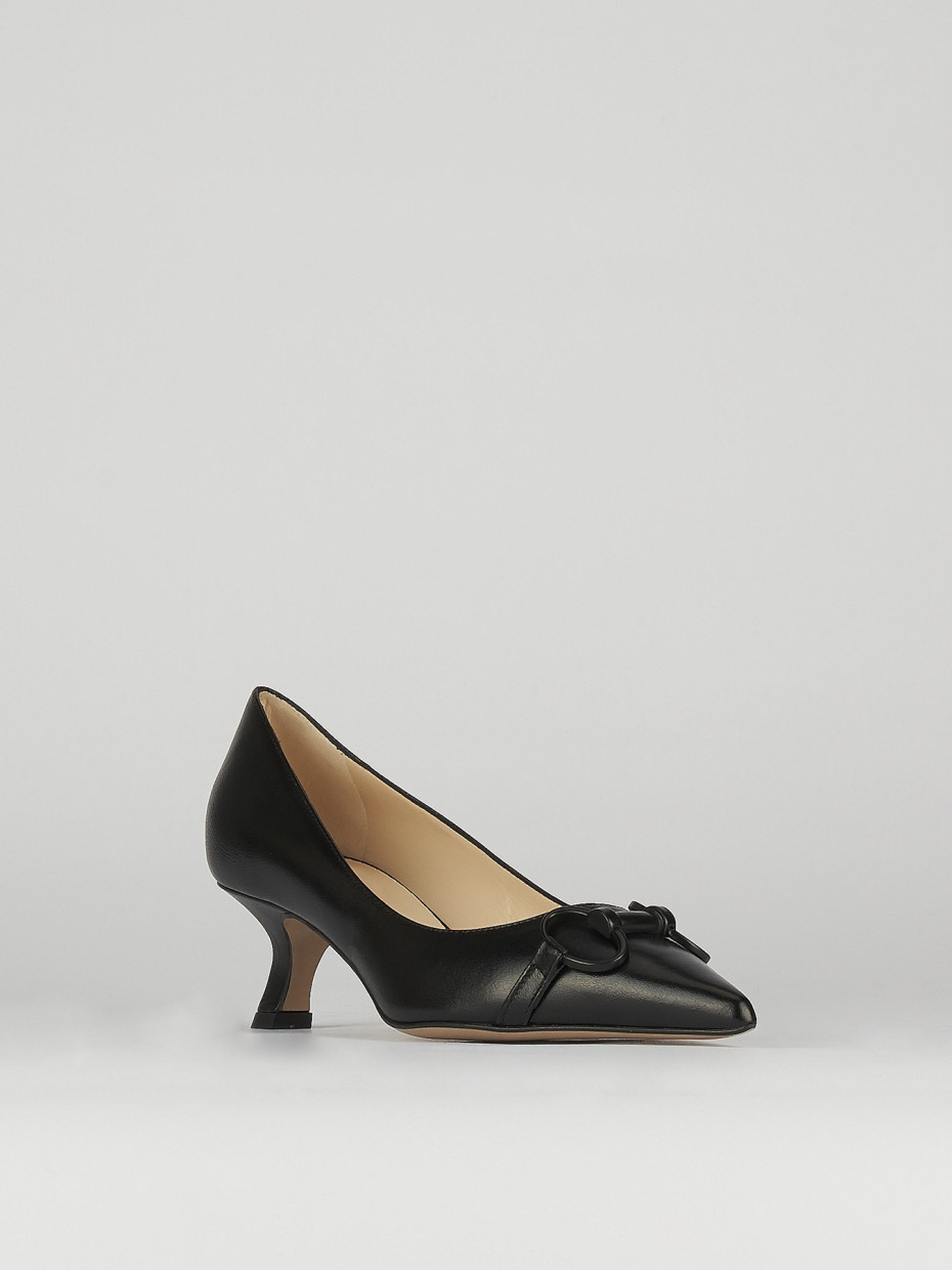 Décolleté e slingback tacco 5cm pelle nero