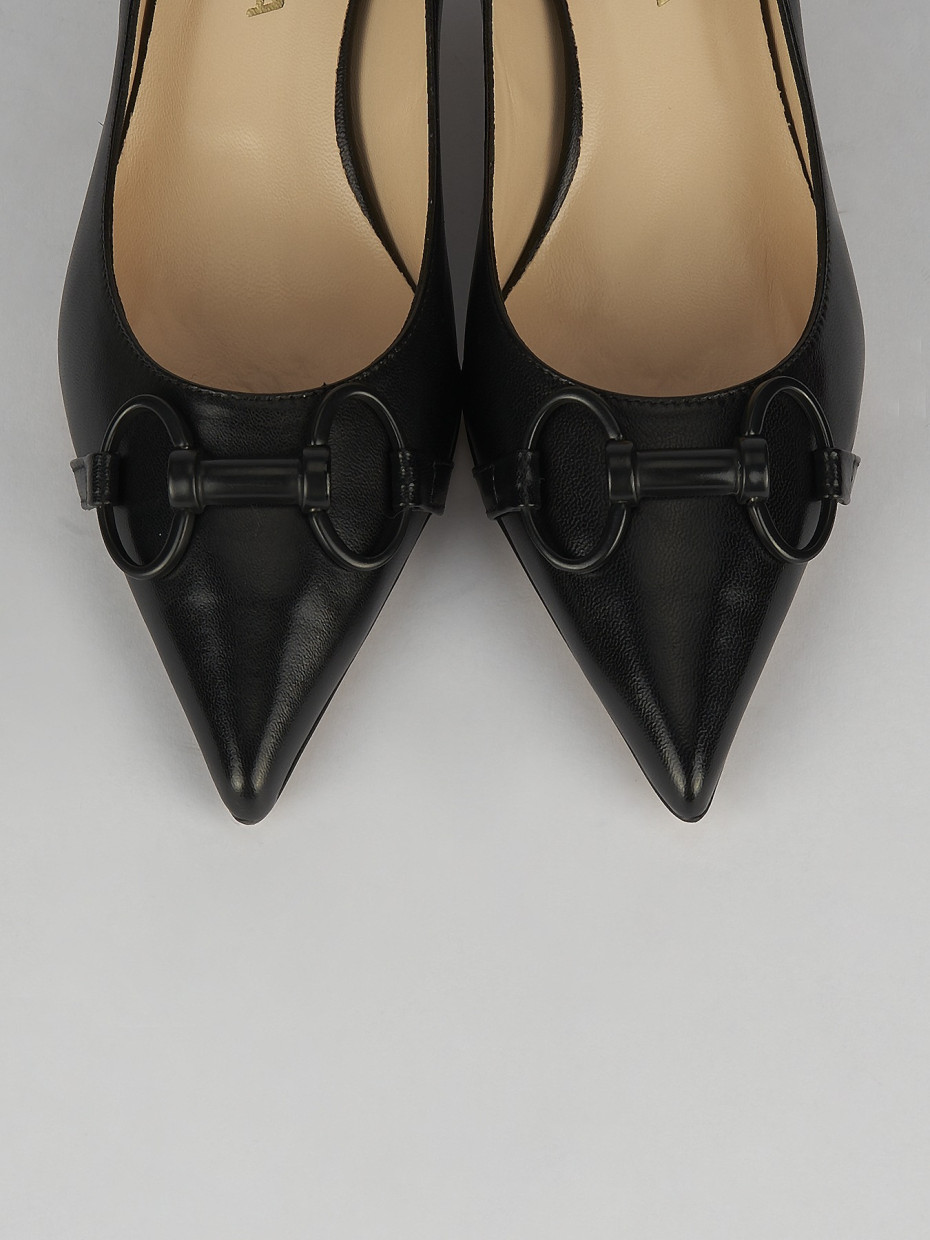 Décolleté e slingback tacco 5cm pelle nero