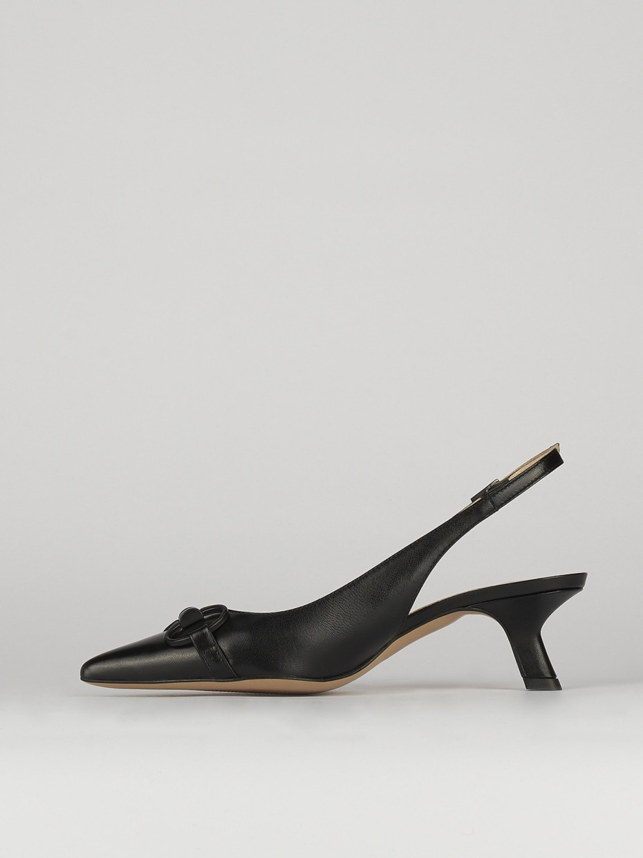 Décolleté e slingback tacco 5cm pelle nero