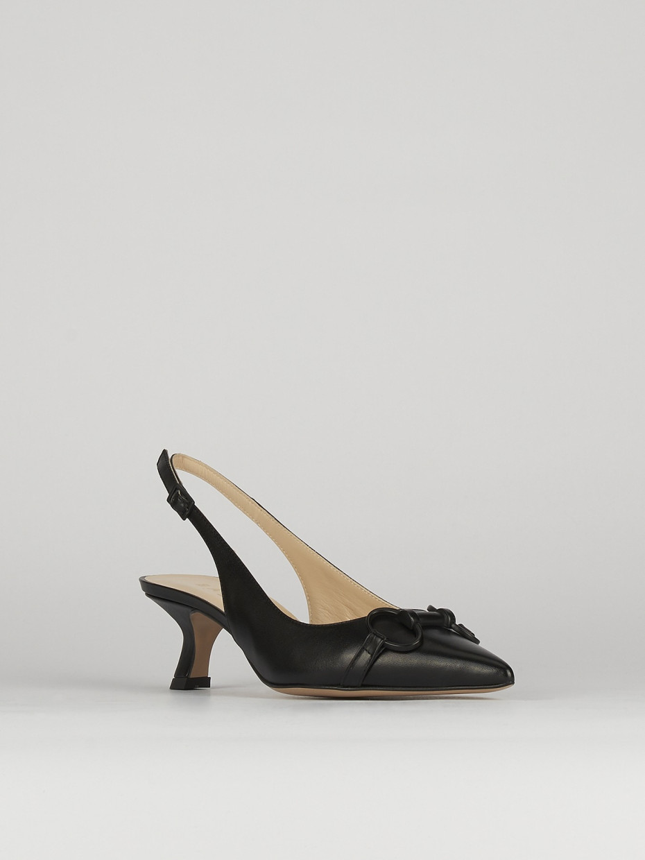 Décolleté e slingback tacco 5cm pelle nero