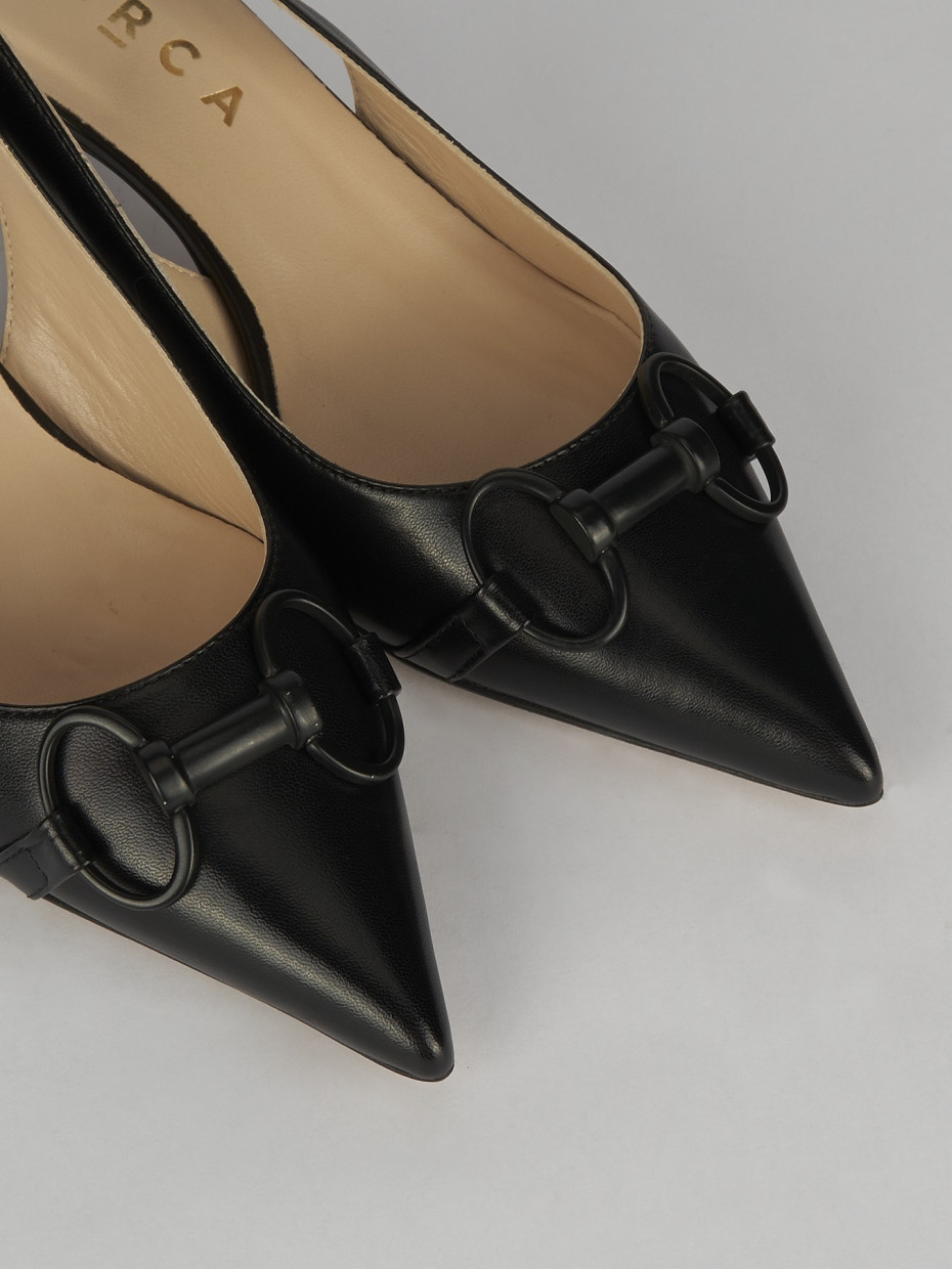 Décolleté e slingback tacco 5cm pelle nero