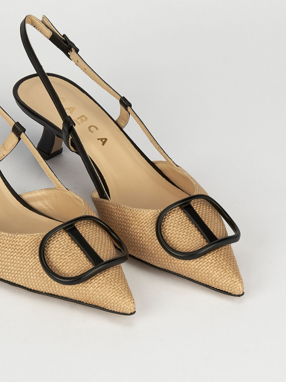 Slingback decoltè tacco 3 cm nero pelle