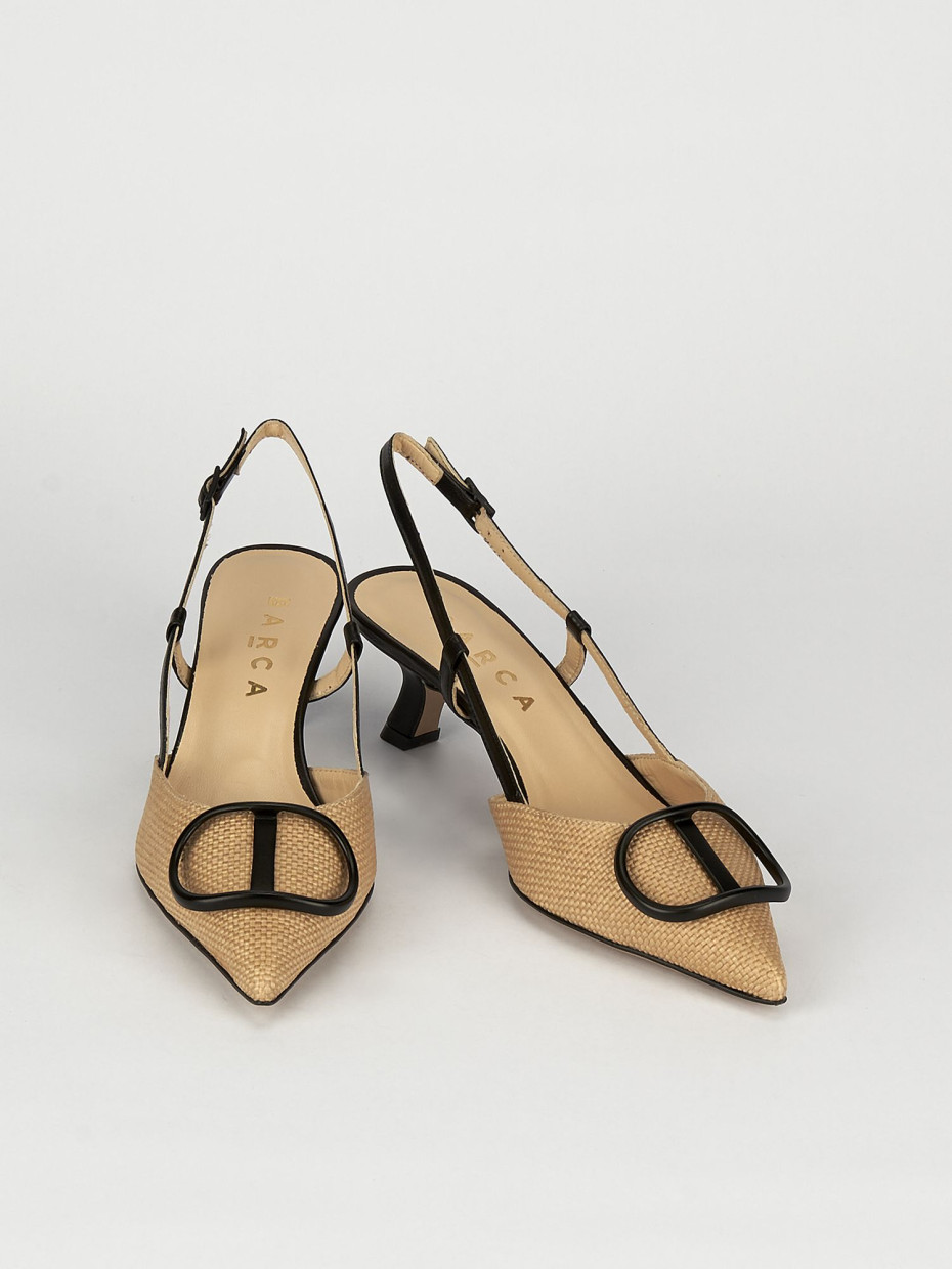 Slingback decoltè tacco 3 cm nero pelle