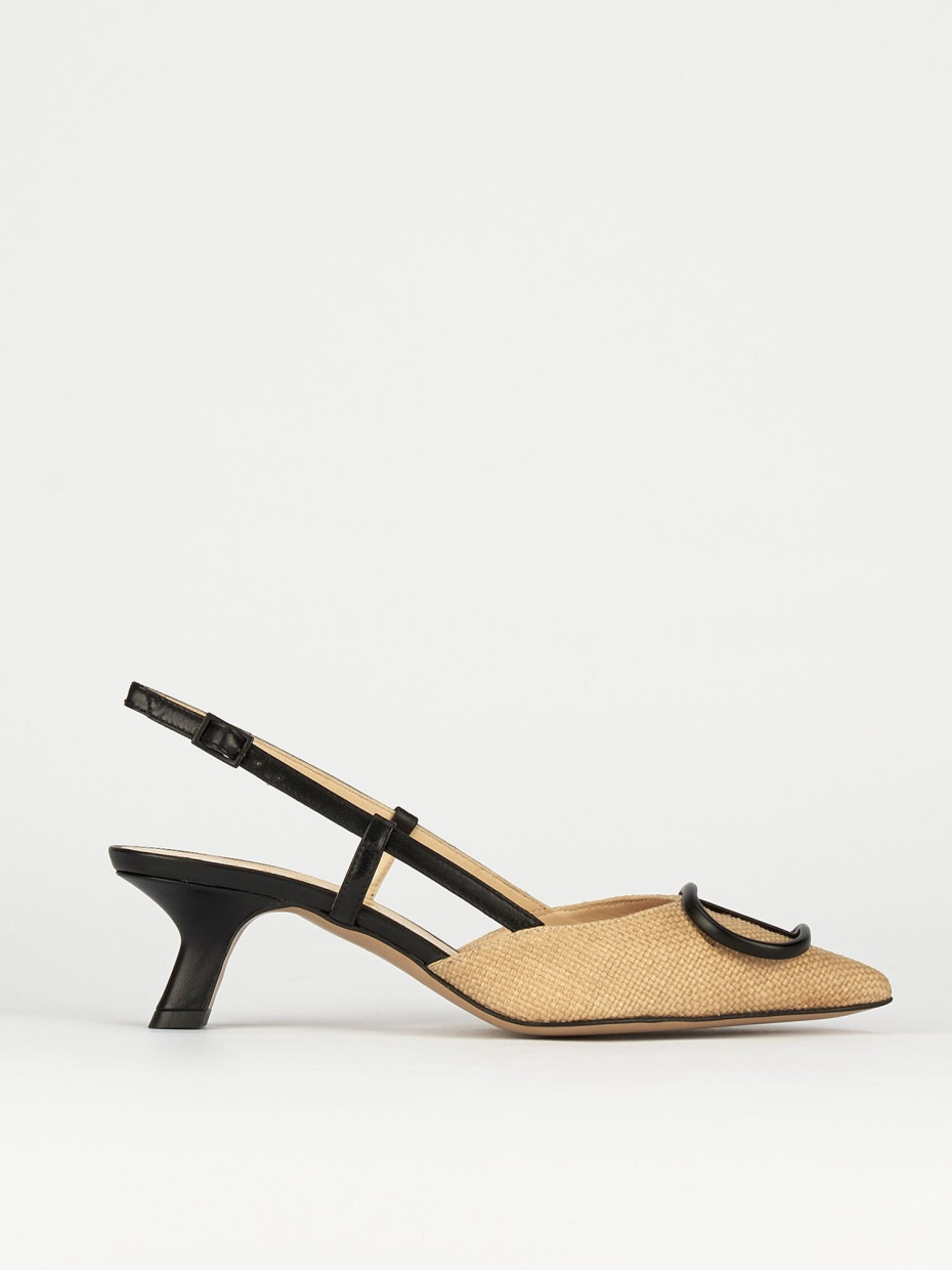Slingback decoltè tacco 3 cm nero pelle