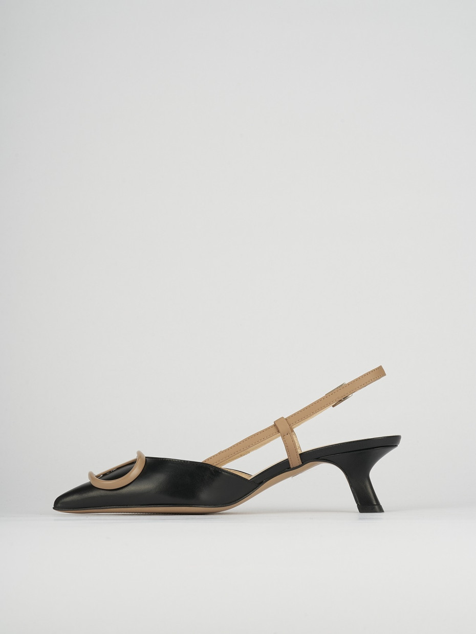 Slingback decoltè tacco 3 cm  nero pelle