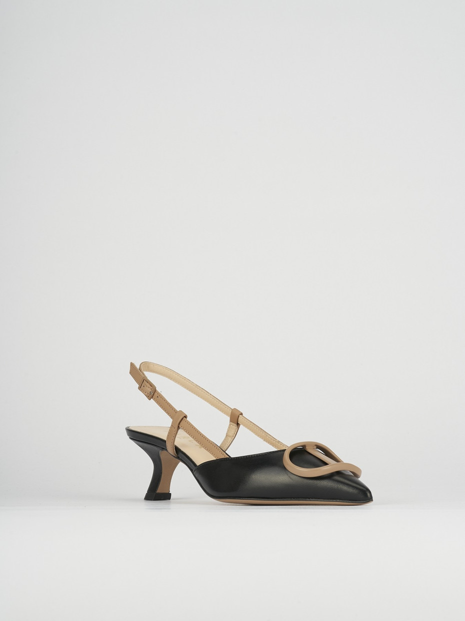 Slingback decoltè tacco 3 cm  nero pelle