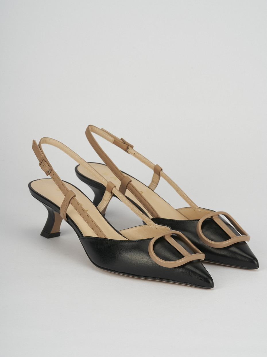 Slingback decoltè tacco 3 cm  nero pelle