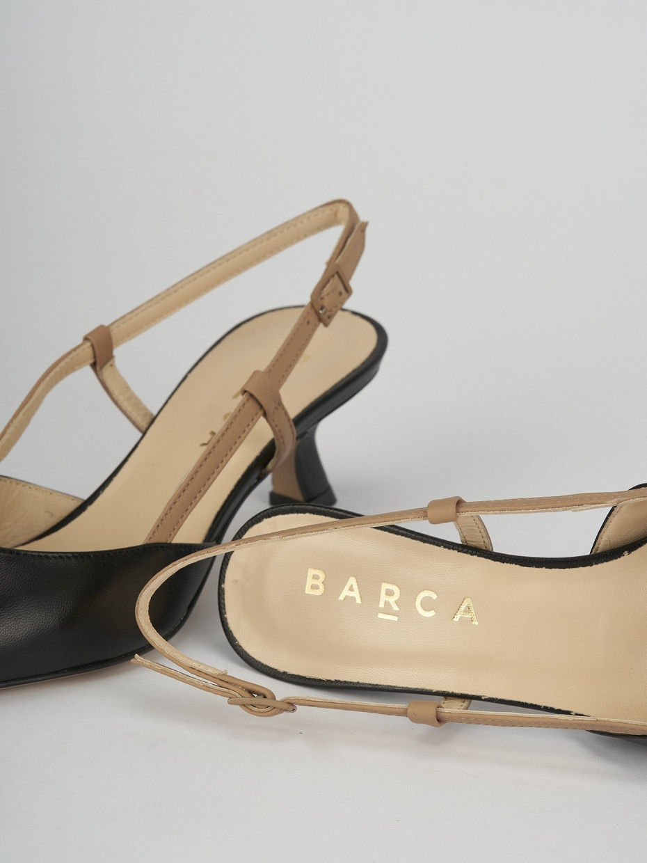 Slingback decoltè tacco 3 cm  nero pelle