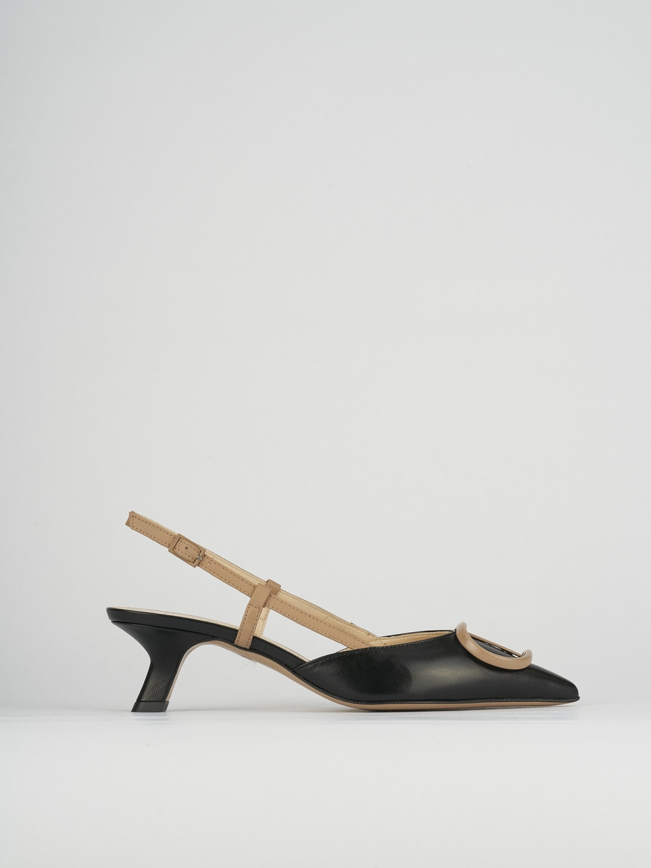 Slingback decoltè tacco 3 cm  nero pelle