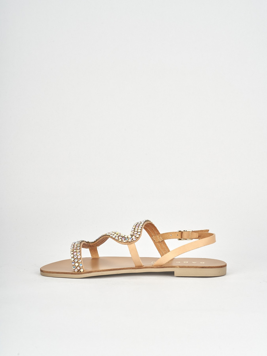 Sandali tacco 1cm pelle beige