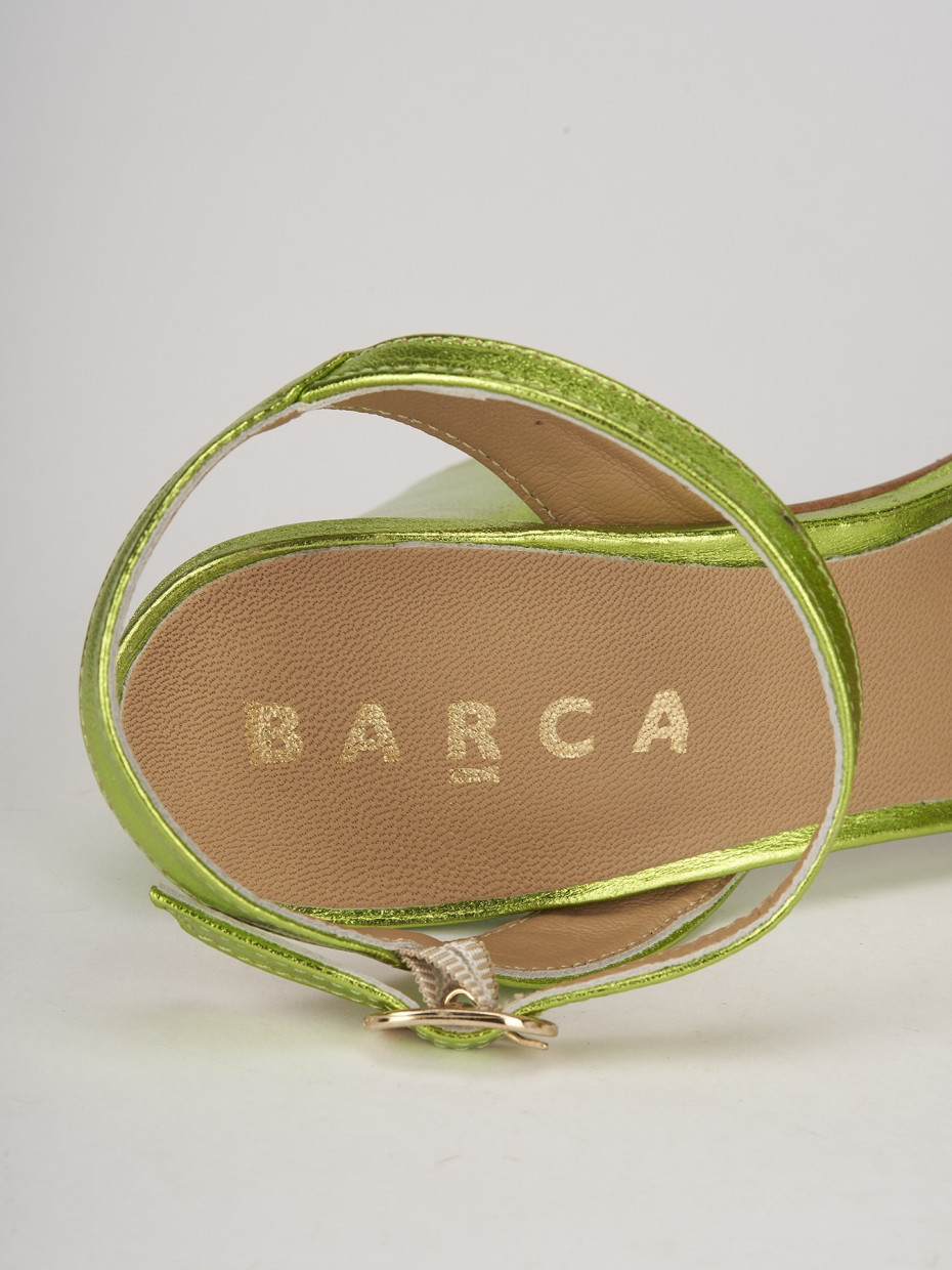 High heel sandals heel 7 cm green leather