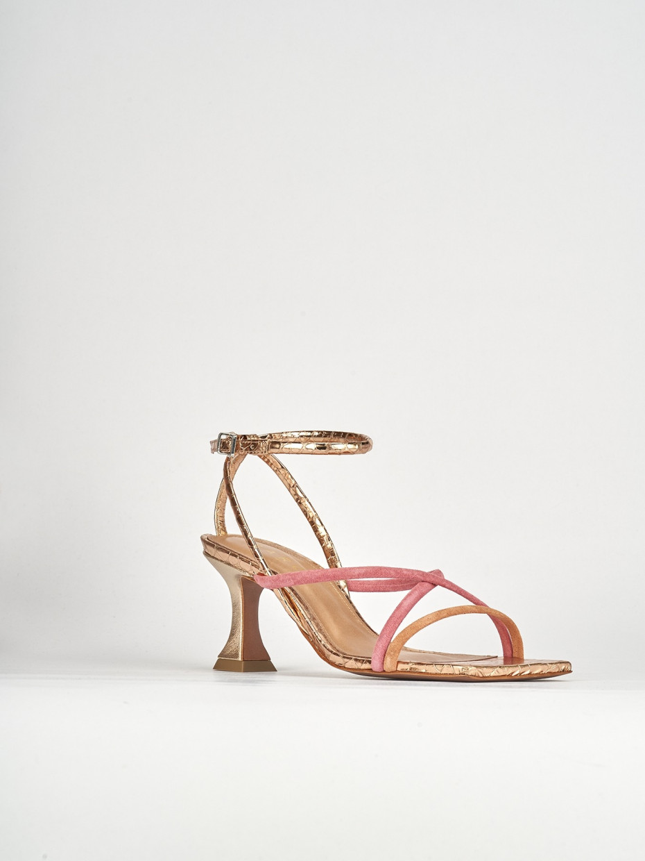 Sandali tacco 7cm pelle rosa
