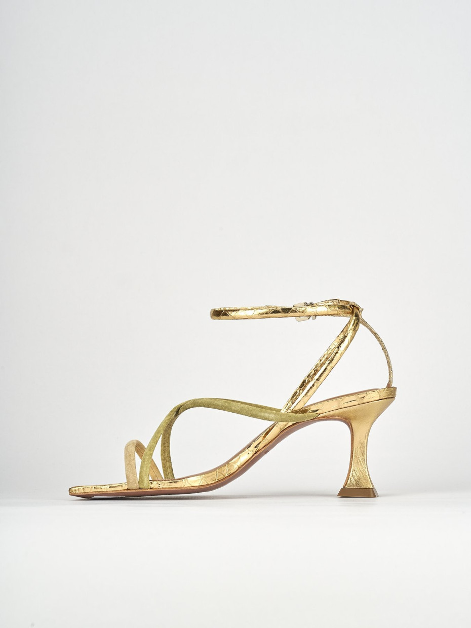 Sandali tacco 7cm pelle verde