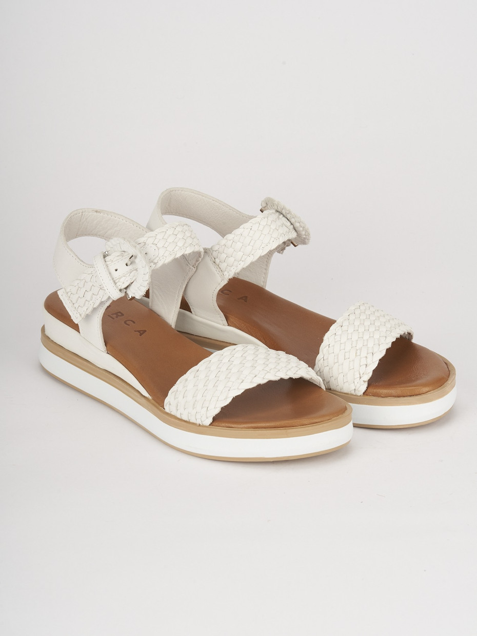 Wedge heels heel 5 cm white leather