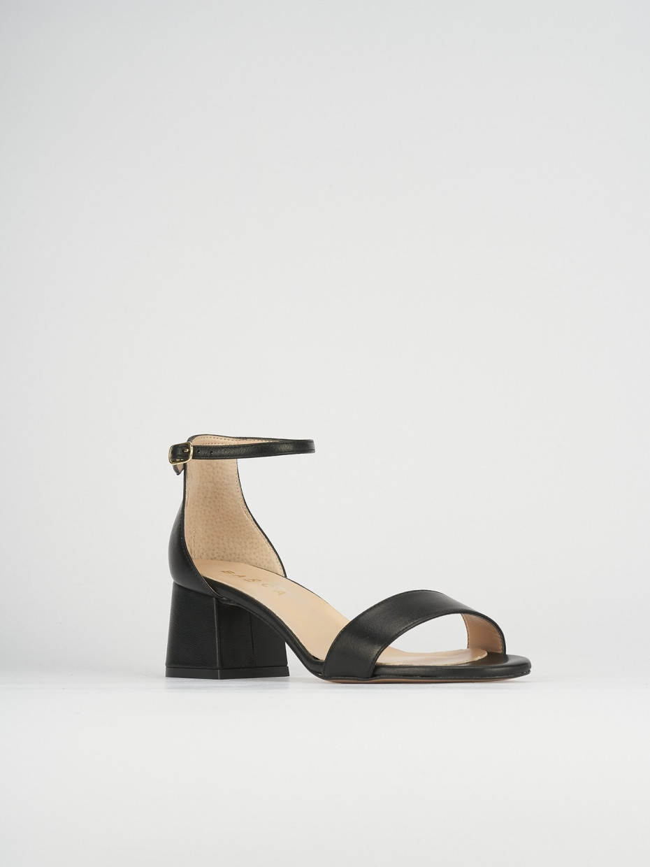 High heel sandals heel 5 cm black leather