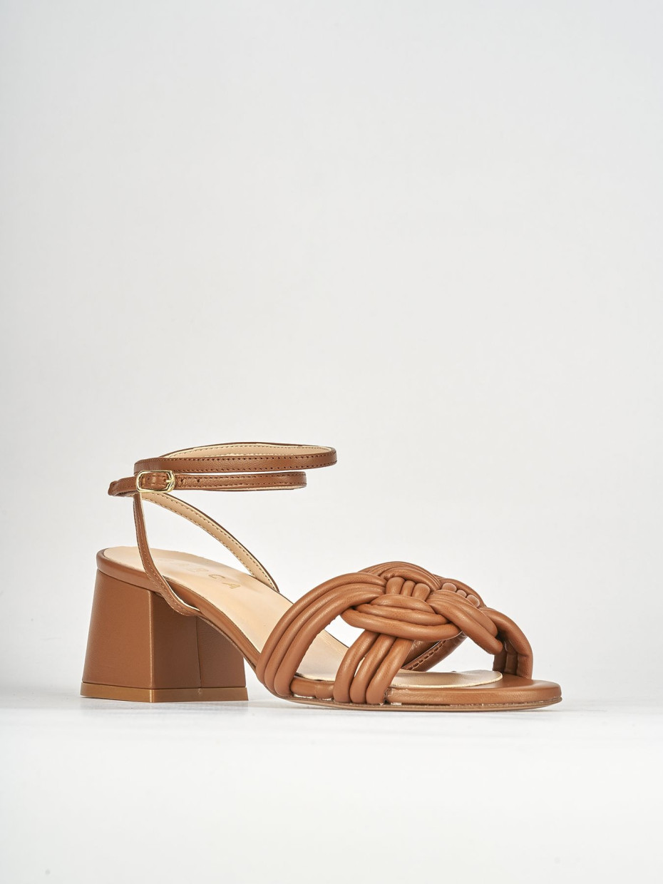 Sandali tacco 6cm pelle marrone