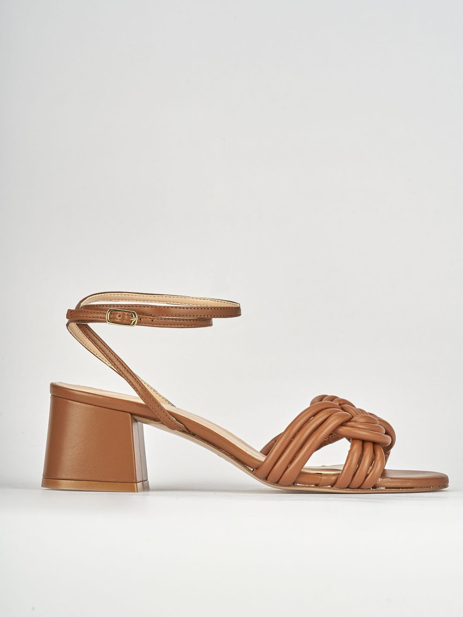 Sandali tacco 6cm pelle marrone