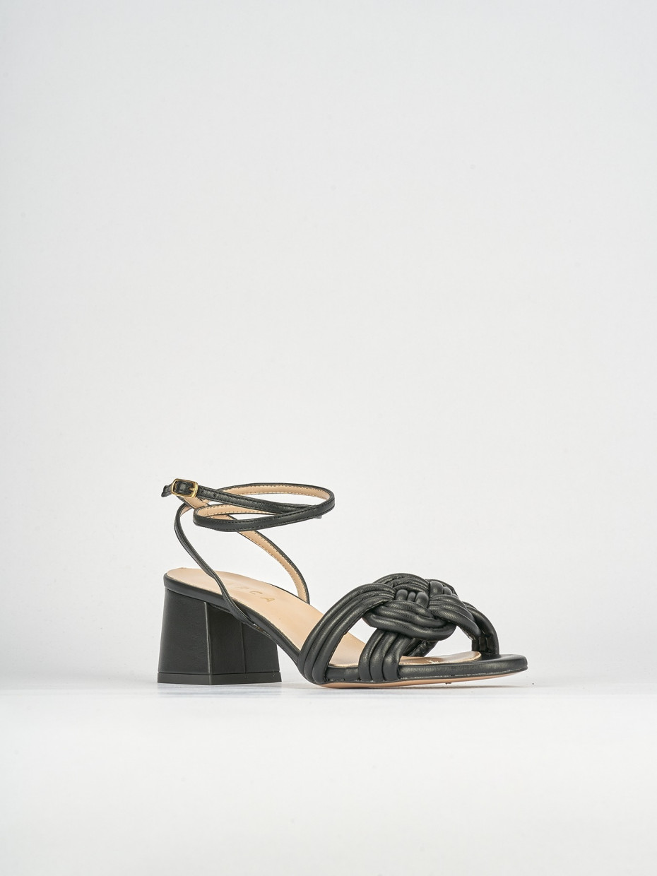Sandali tacco 6cm pelle nero