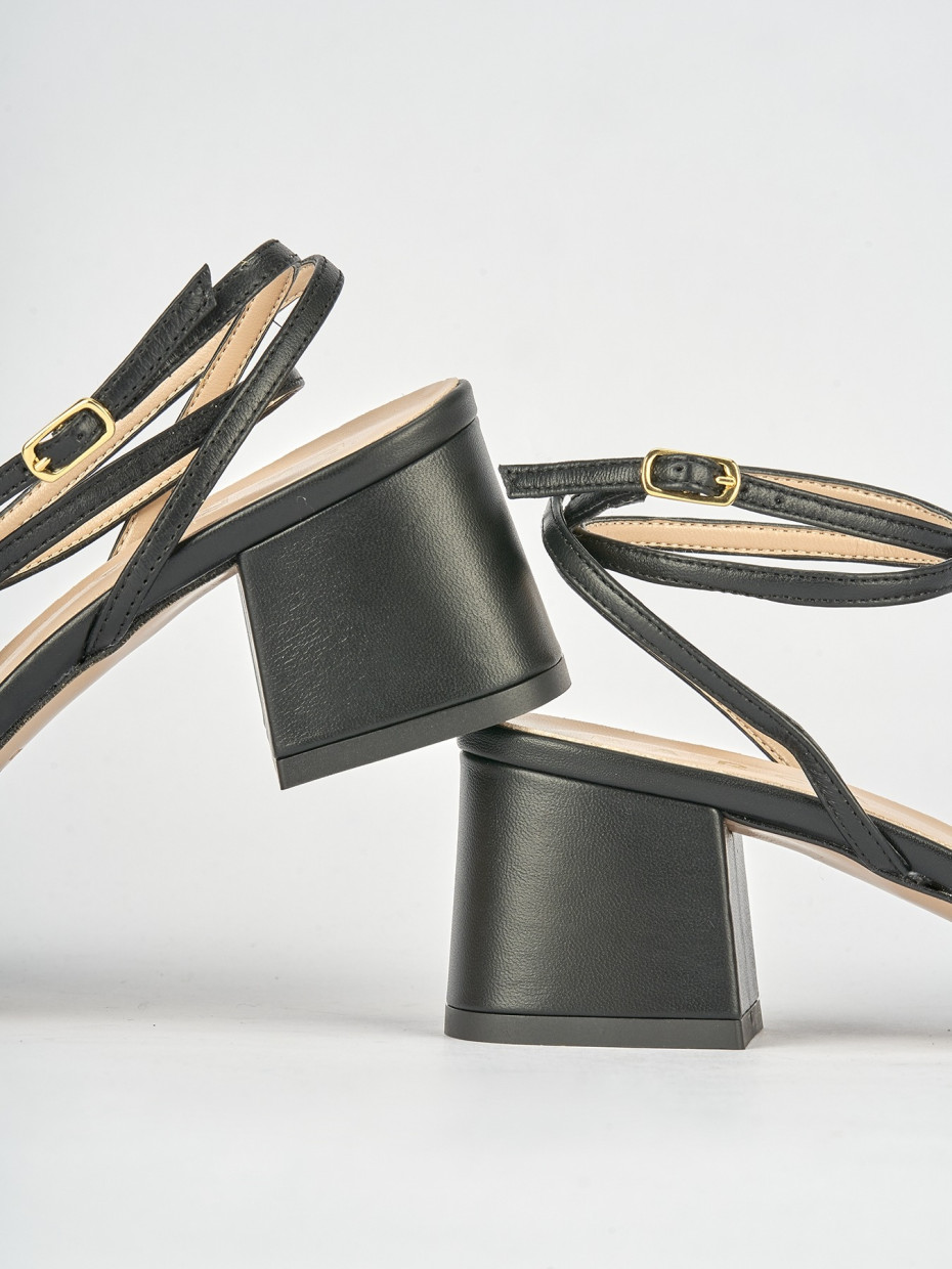 Sandali tacco 6cm pelle nero