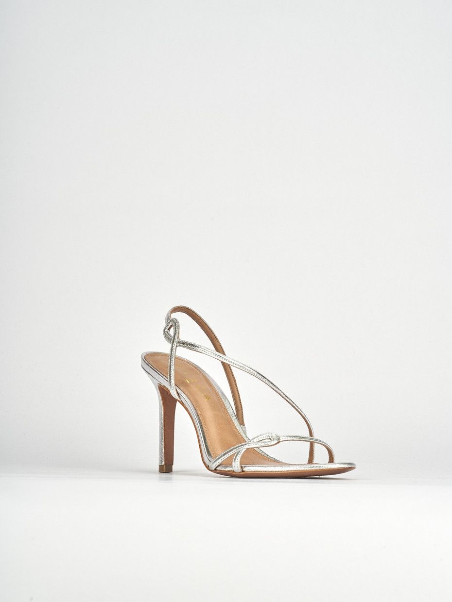 Sandali tacco 9cm pelle argento