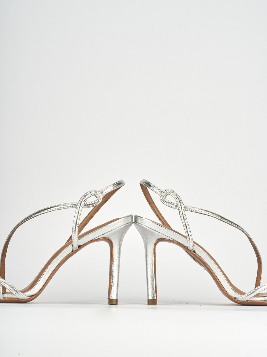 Sandali tacco 9cm pelle argento