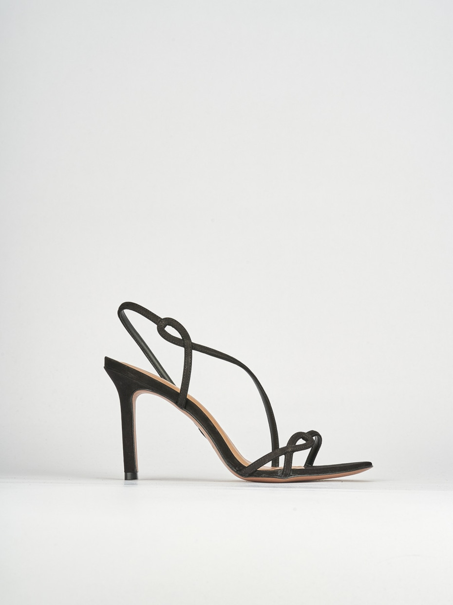 Sandali tacco 9cm camoscio nero
