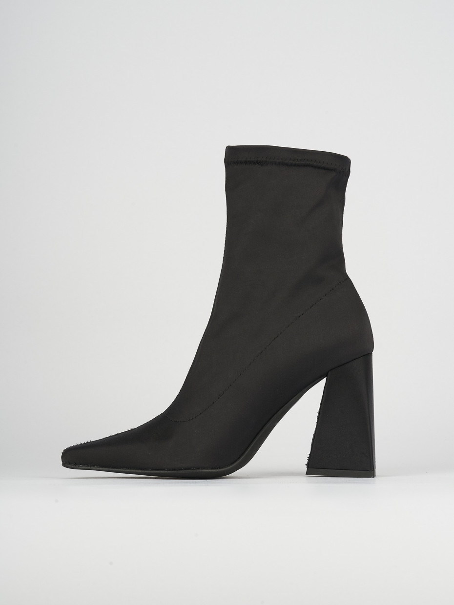 High heel ankle boots heel 9 cm black tissue