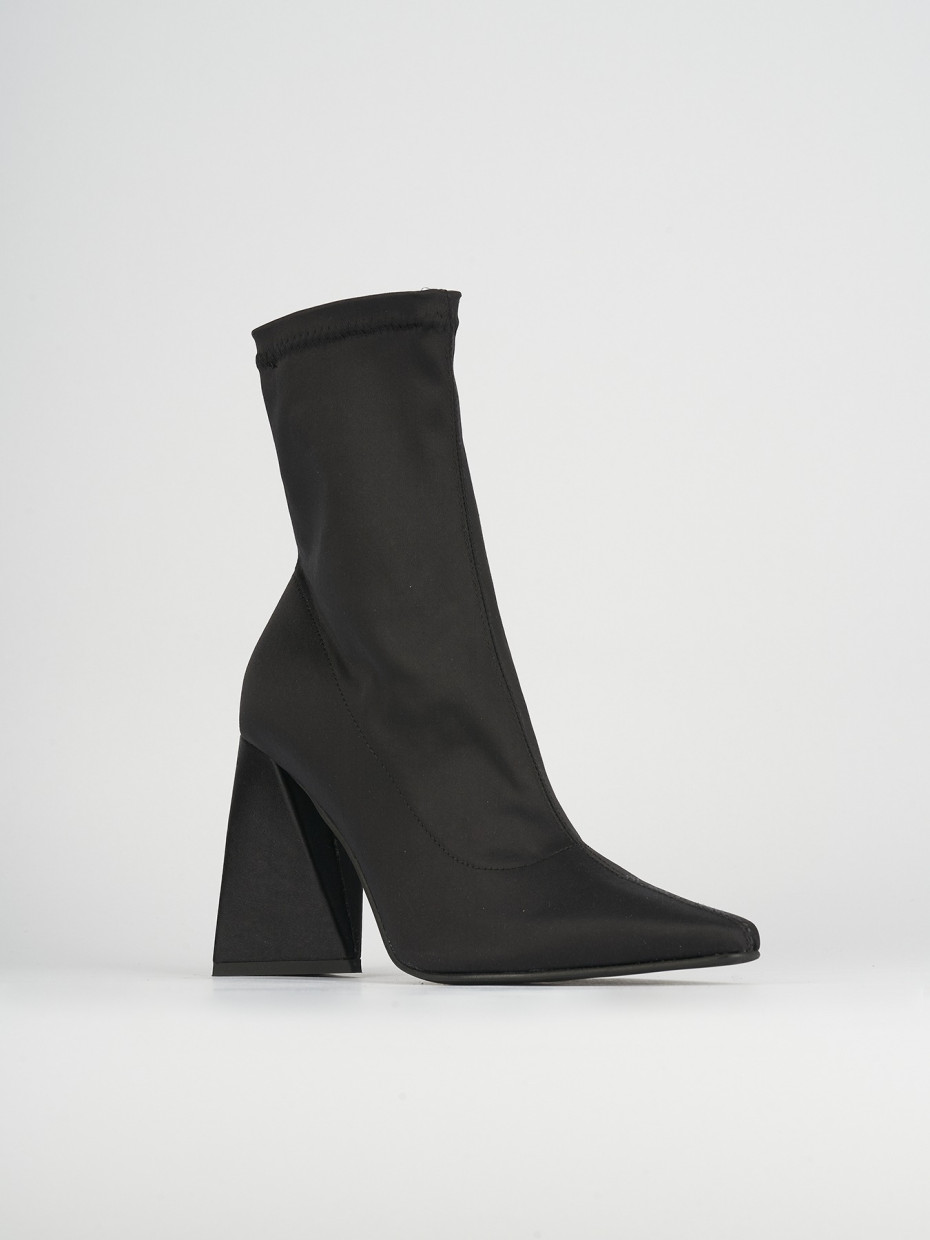 High heel ankle boots heel 9 cm black tissue