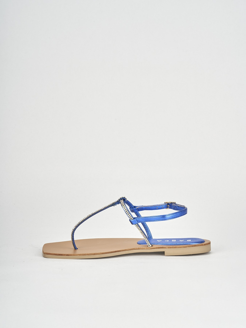 Sandali tacco 1cm pelle blu