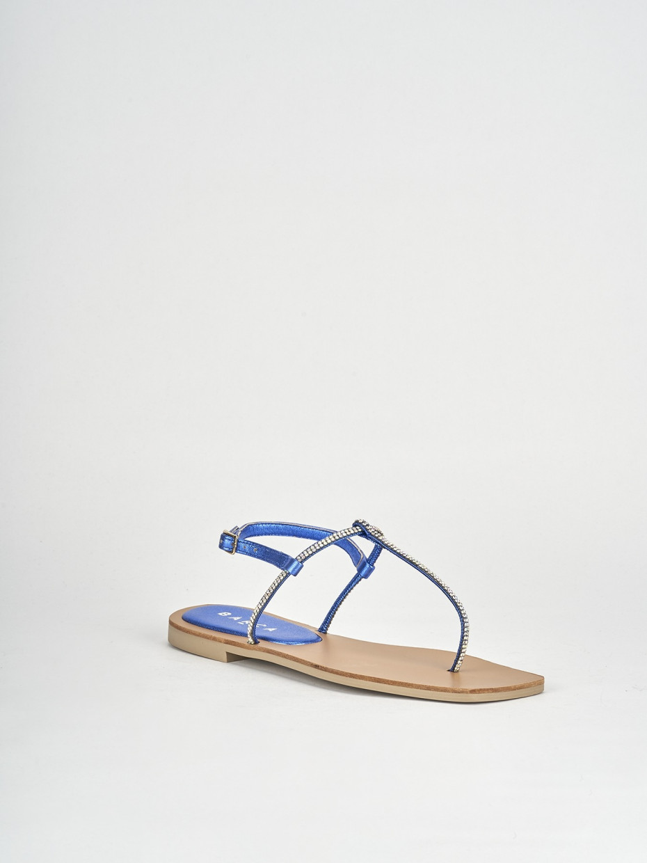 Low heel sandals heel 1 cm blu leather