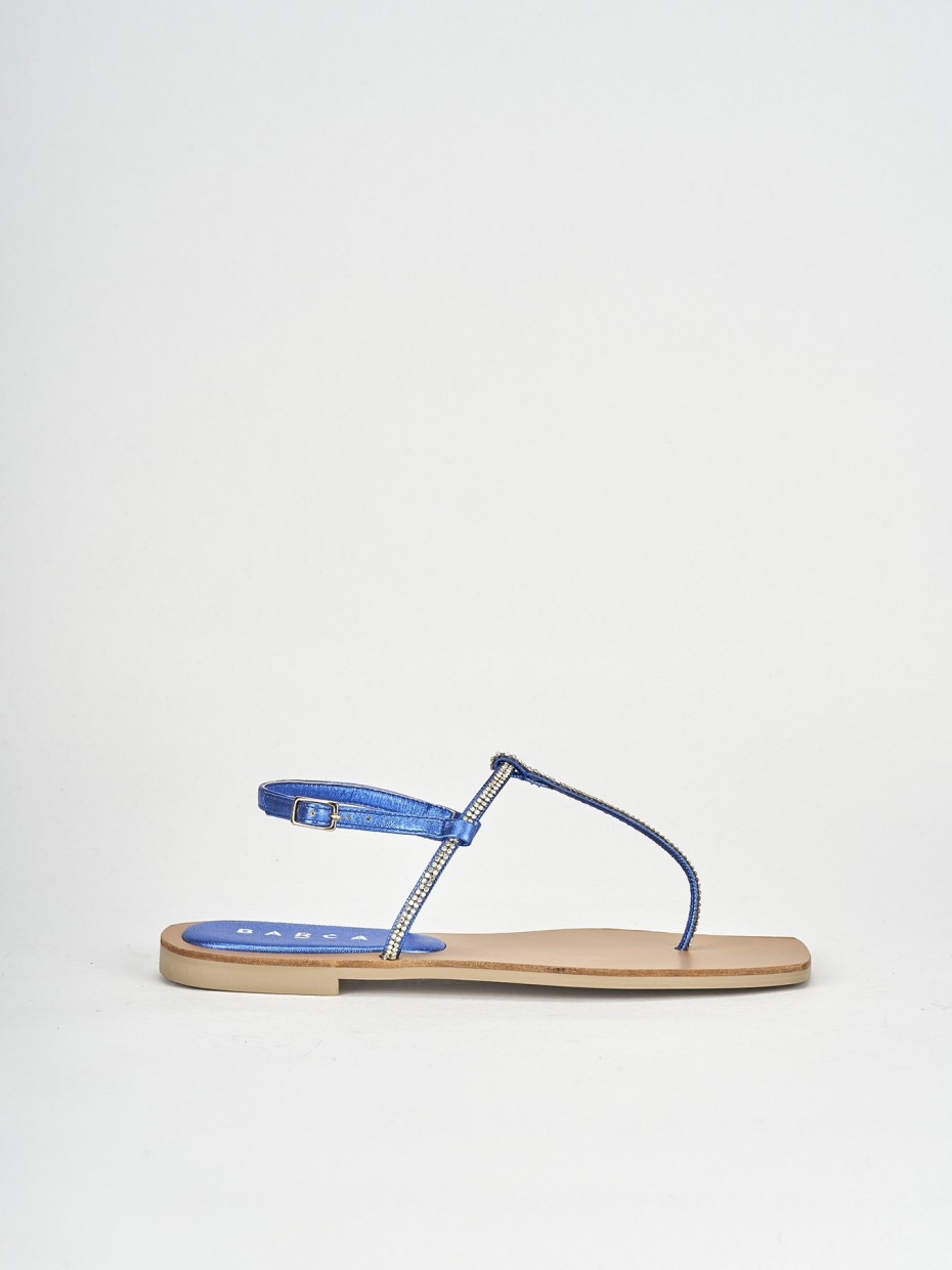 Low heel sandals heel 1 cm blu leather