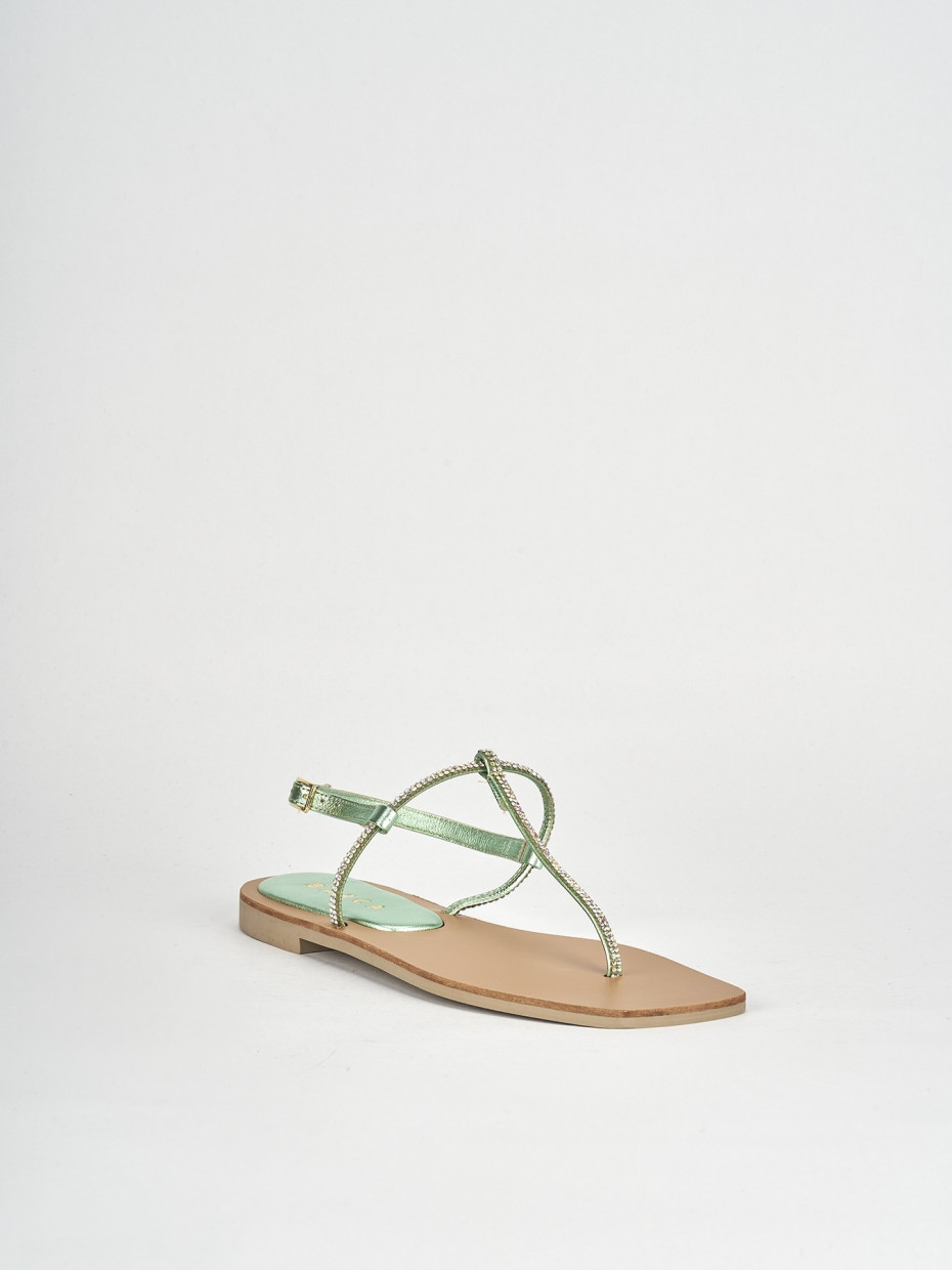 Sandali tacco 1cm pelle verde