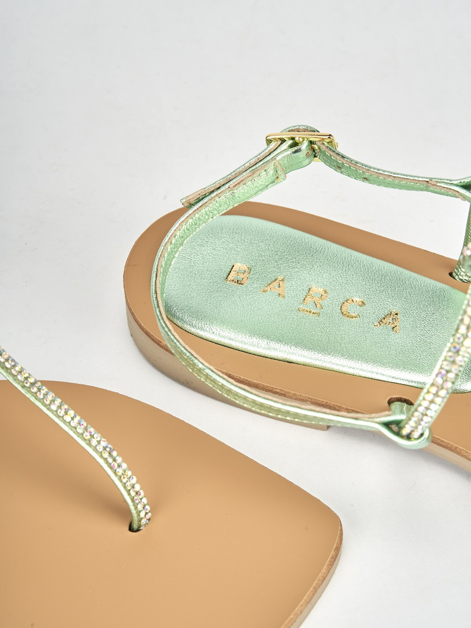 Sandali tacco 1cm pelle verde