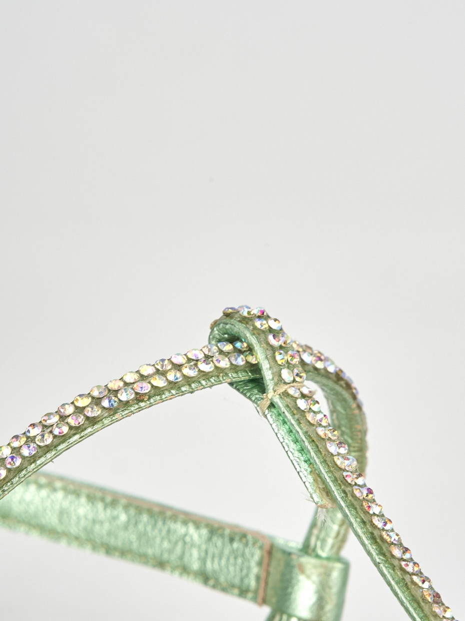 Sandali tacco 1cm pelle verde