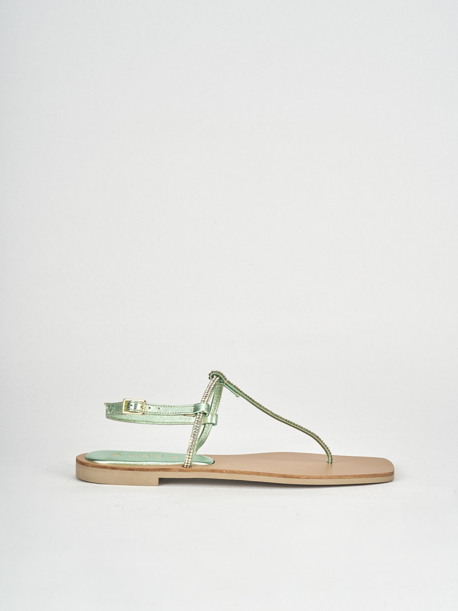 Sandali tacco 1cm pelle verde