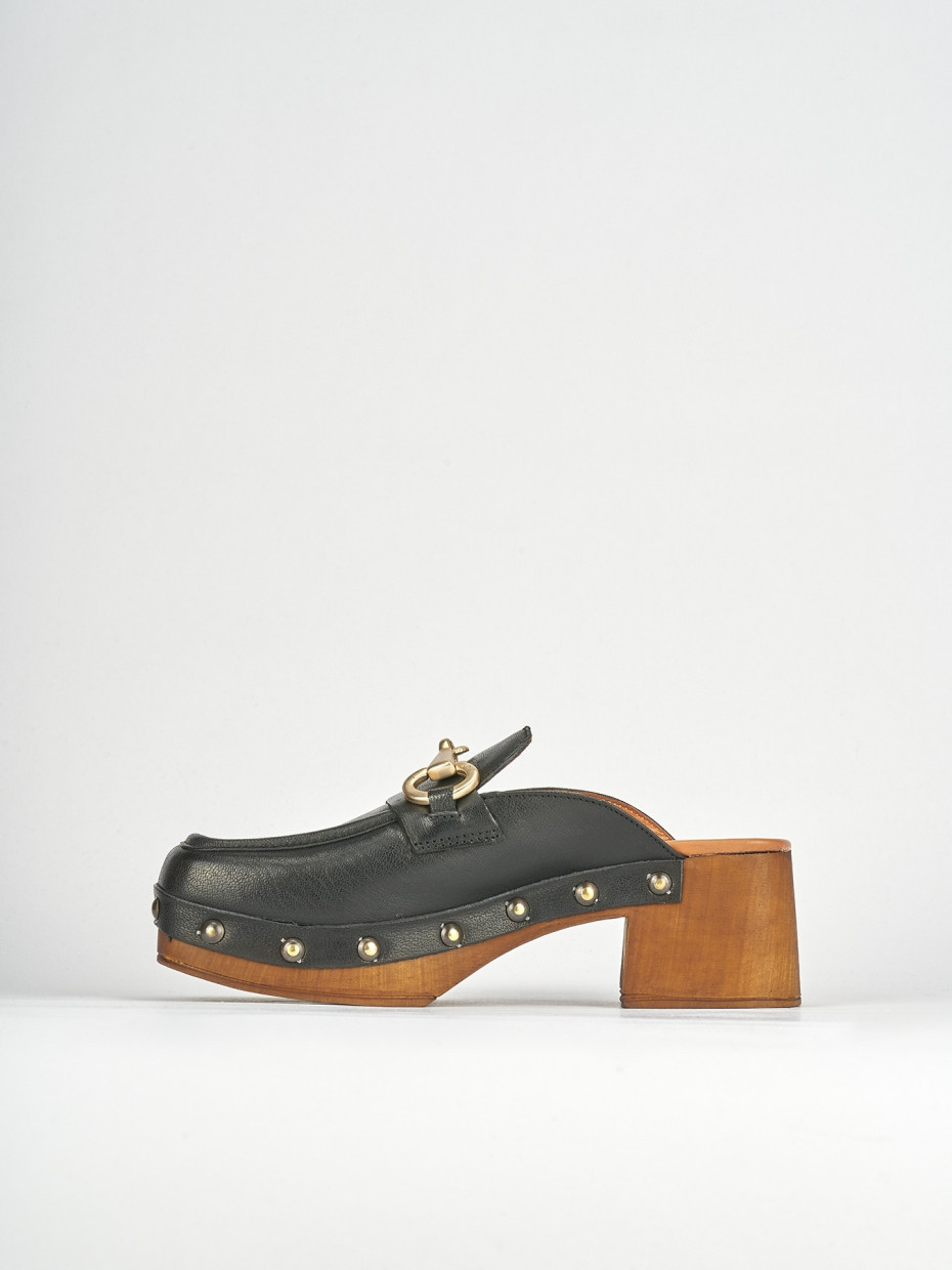 Sabot heel 5 cm black leather