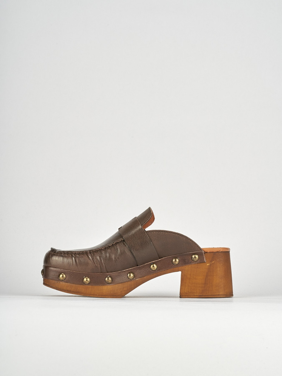 Sabot heel 5 cm dark brown leather