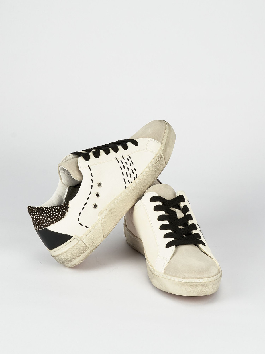 Sneakers tacco 1cm pelle bianco