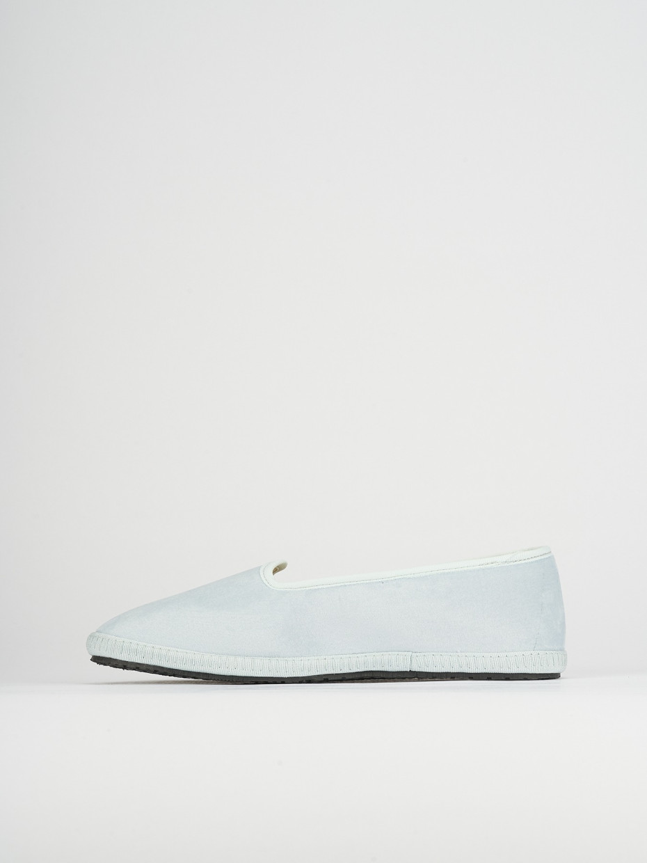 Flat shoes heel 1 cm light blue tissue