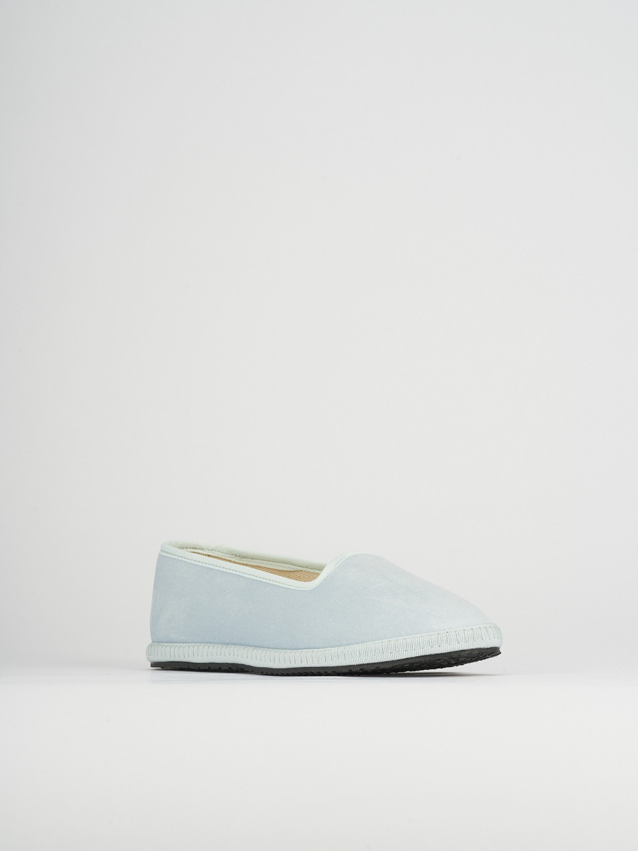 Flat shoes heel 1 cm light blue tissue