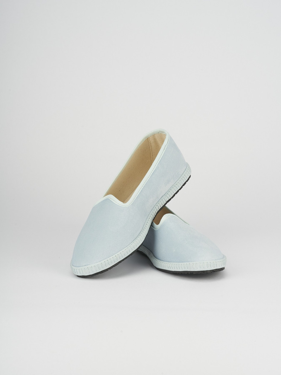Flat shoes heel 1 cm light blue tissue