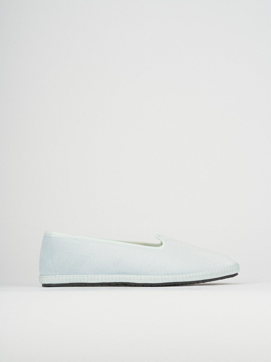 Ballerina friulana tacco 1 cm azzurro tessuto