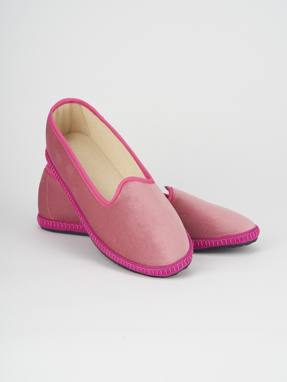 Flat shoes heel 1 cm pink tissue